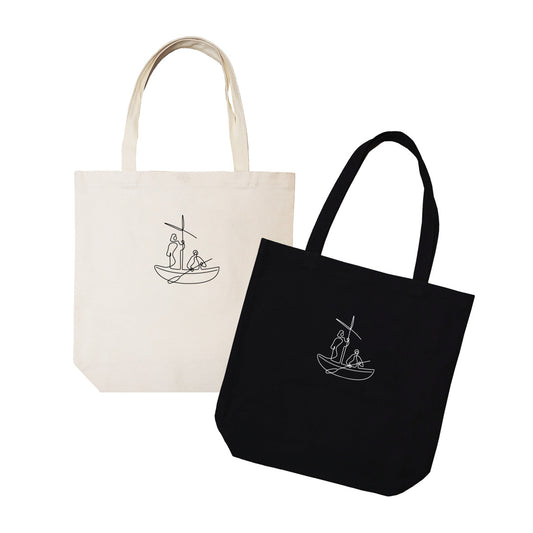 Proverbs 3:5-6 - Canvas Tote Bag (Black/Beige)